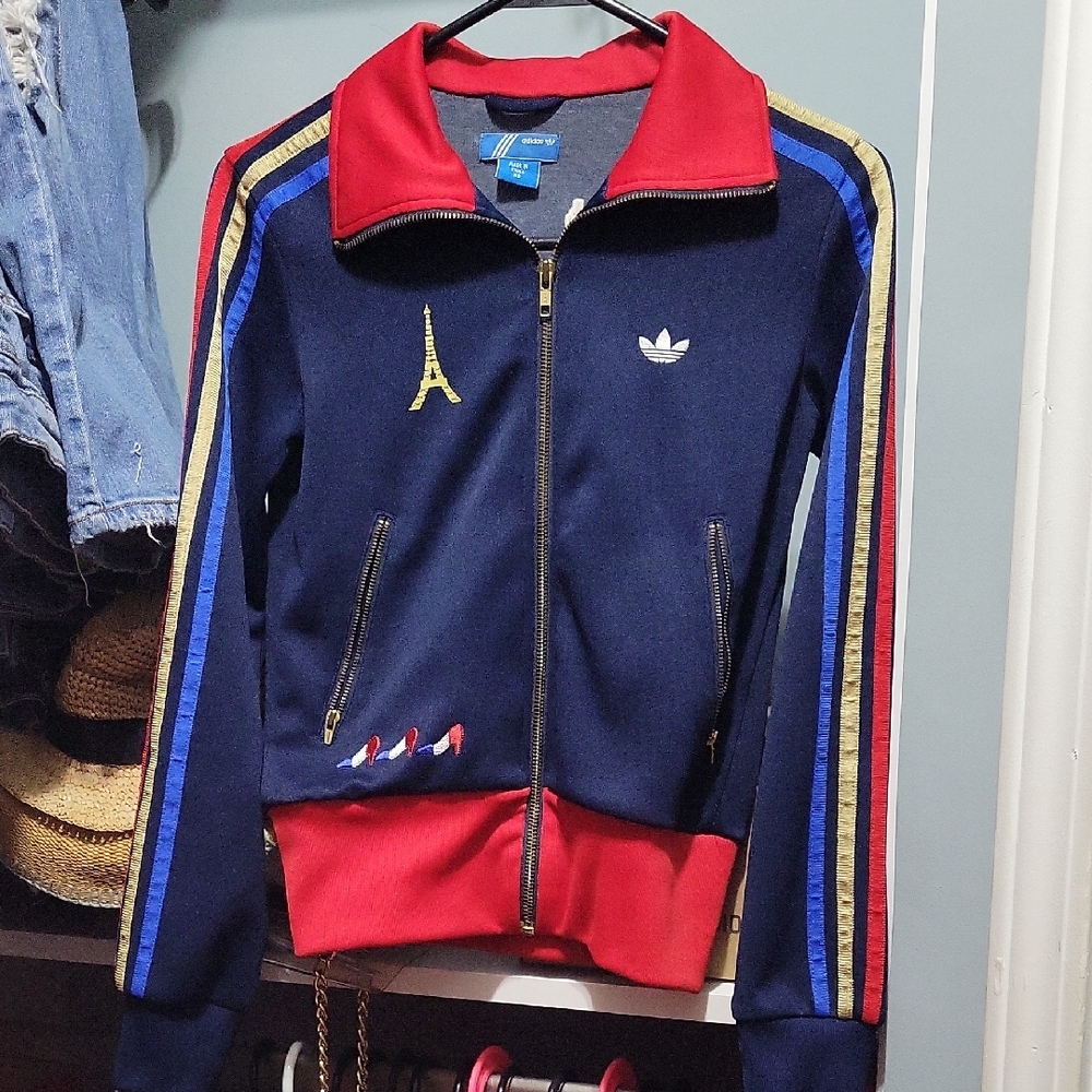 Adidas Navy Jacket with Red and Gold Details